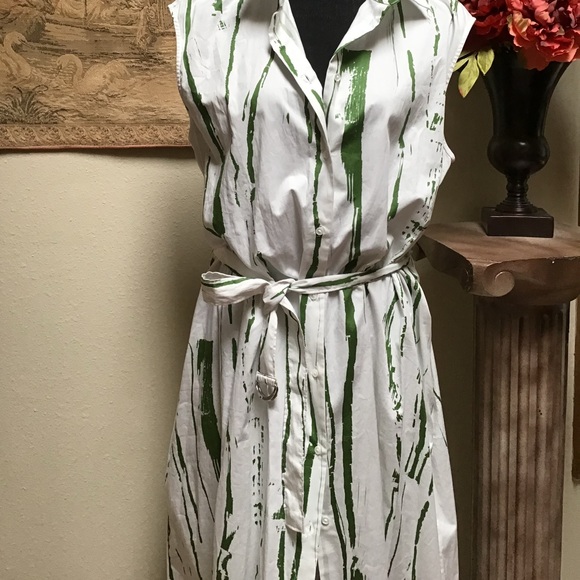 Banana Republic Moss Green and White Patterned Dress, NWT - Picture 13 of 14